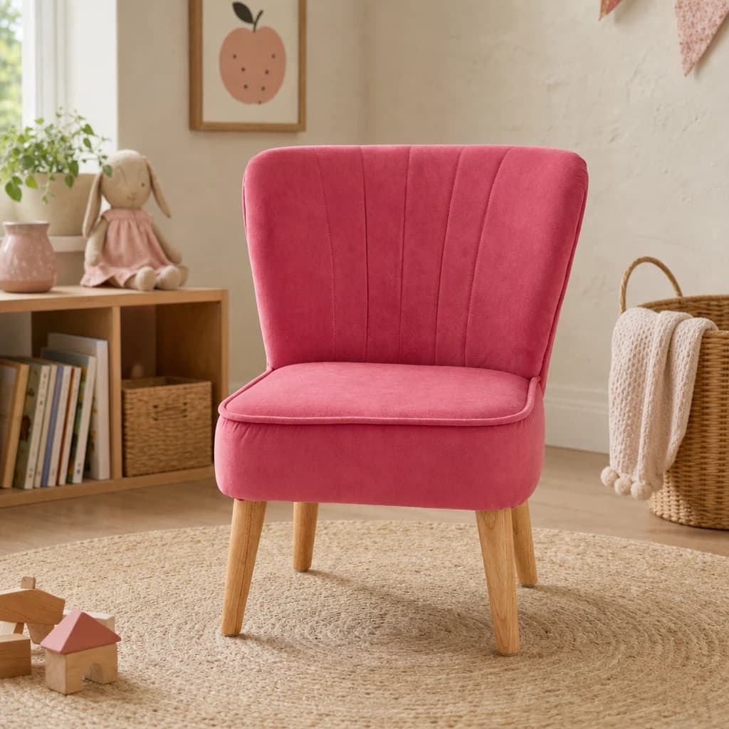 Mia Pink Velvet Kids Chair