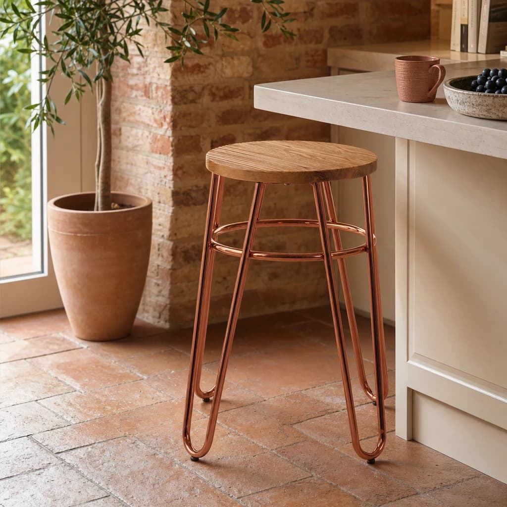 District Rose Gold Hairpin Stool - Seating, photo 1 of 7
