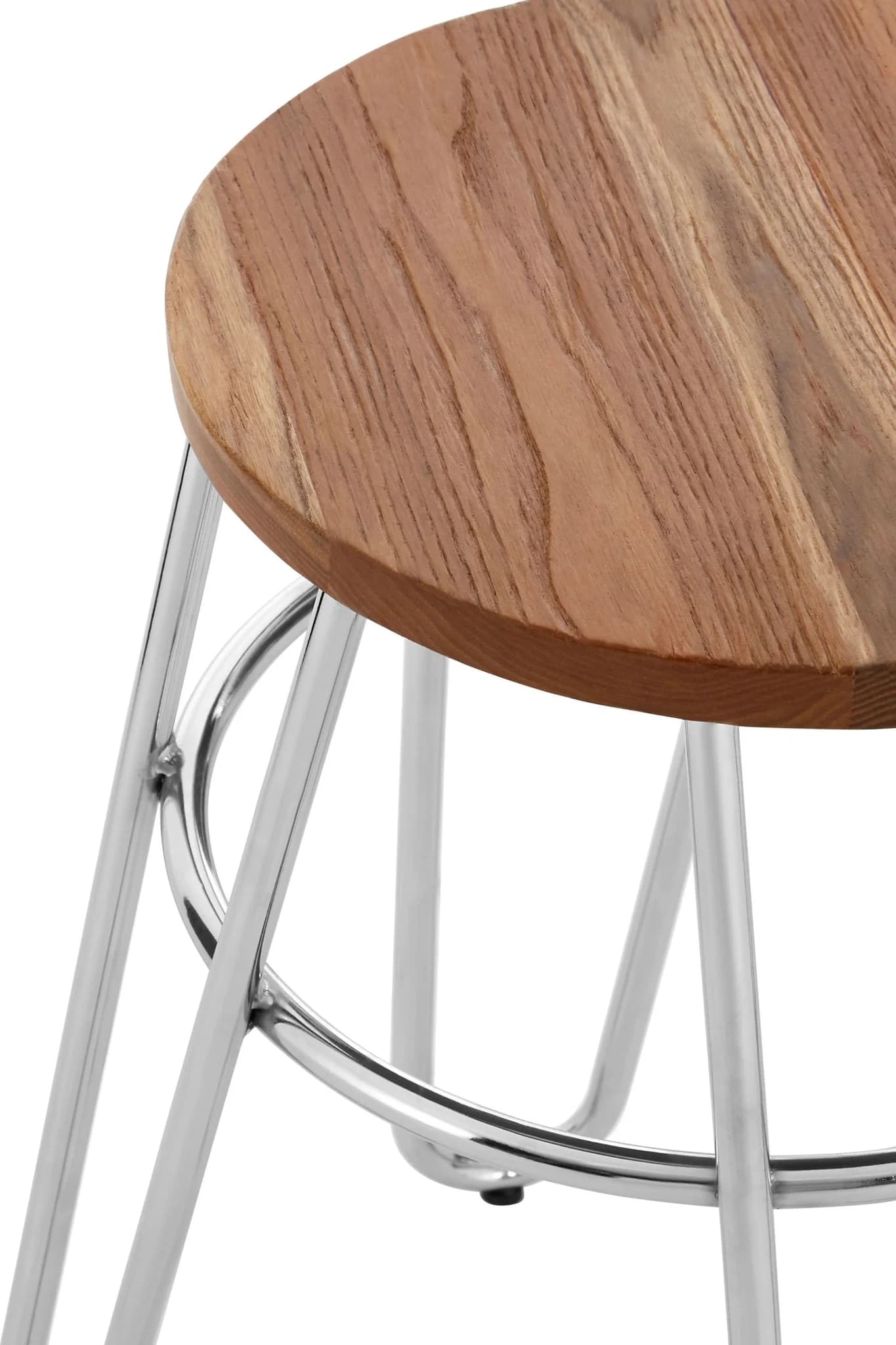District Wood and Chrome Finish Hairpin Legs Stool - Seating, photo 6 of 6