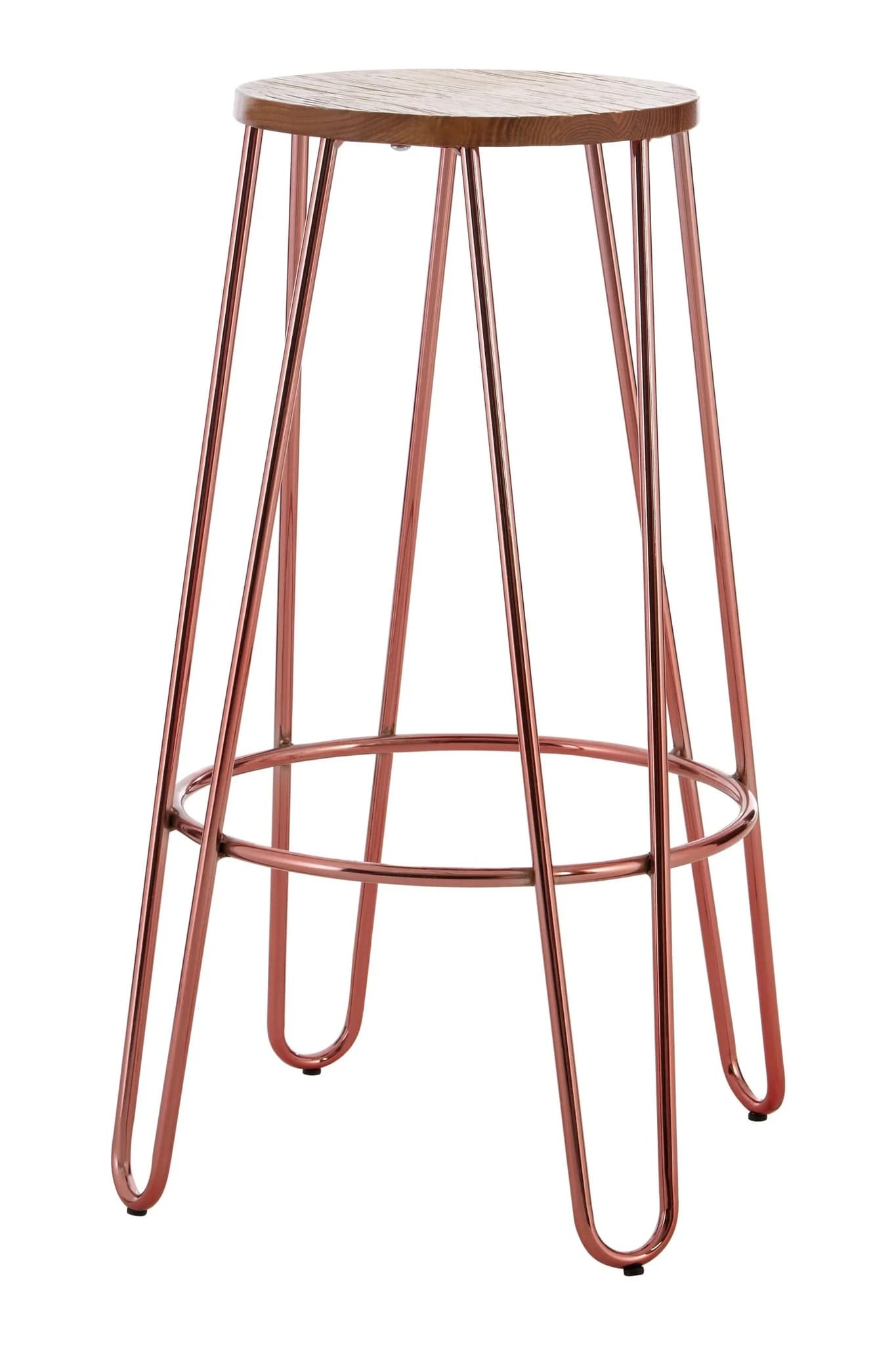 District Rose Gold Finish Wooden Top Bar Stool With Metal Legs - Seating, photo 5 of 7