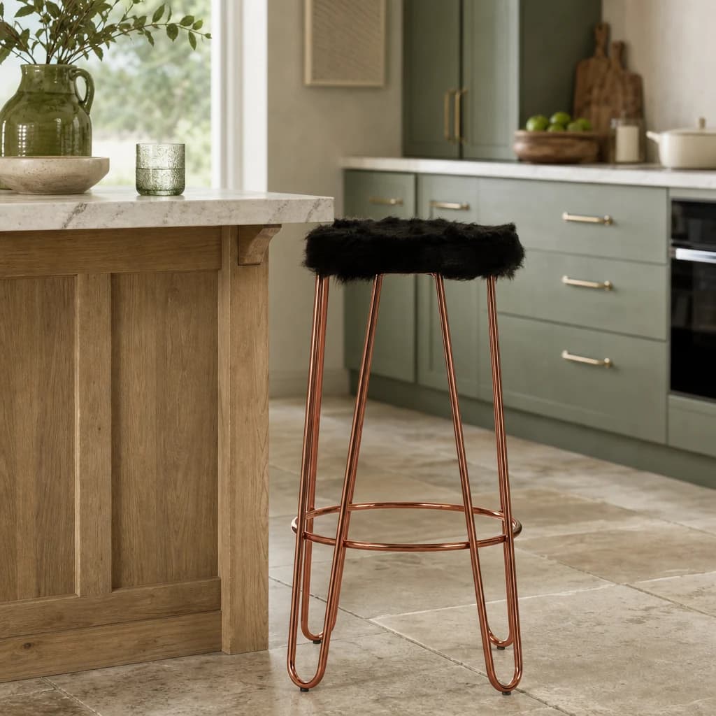 District Faux Fur Hairpin Bar Stool - Seating, photo 1 of 5