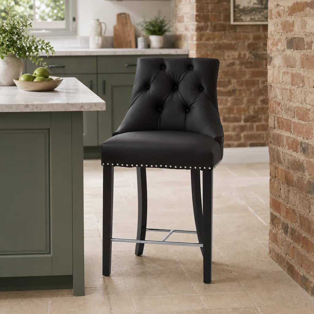Regents Park Black Faux Leather Bar Chair - Seating, photo 1 of 8