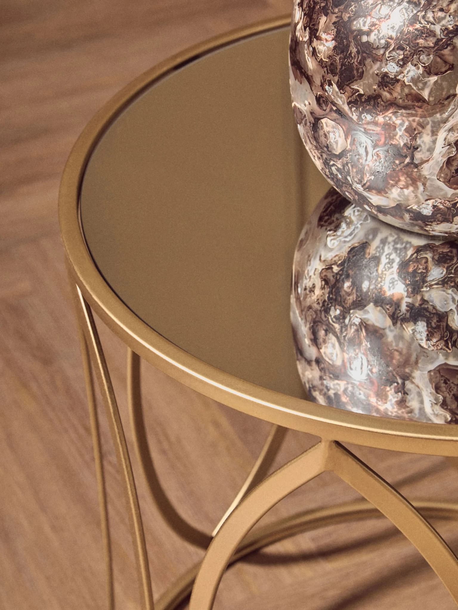 Arcana Set Of Two Gold Finish Side Tables - Tables, photo 3 of 8