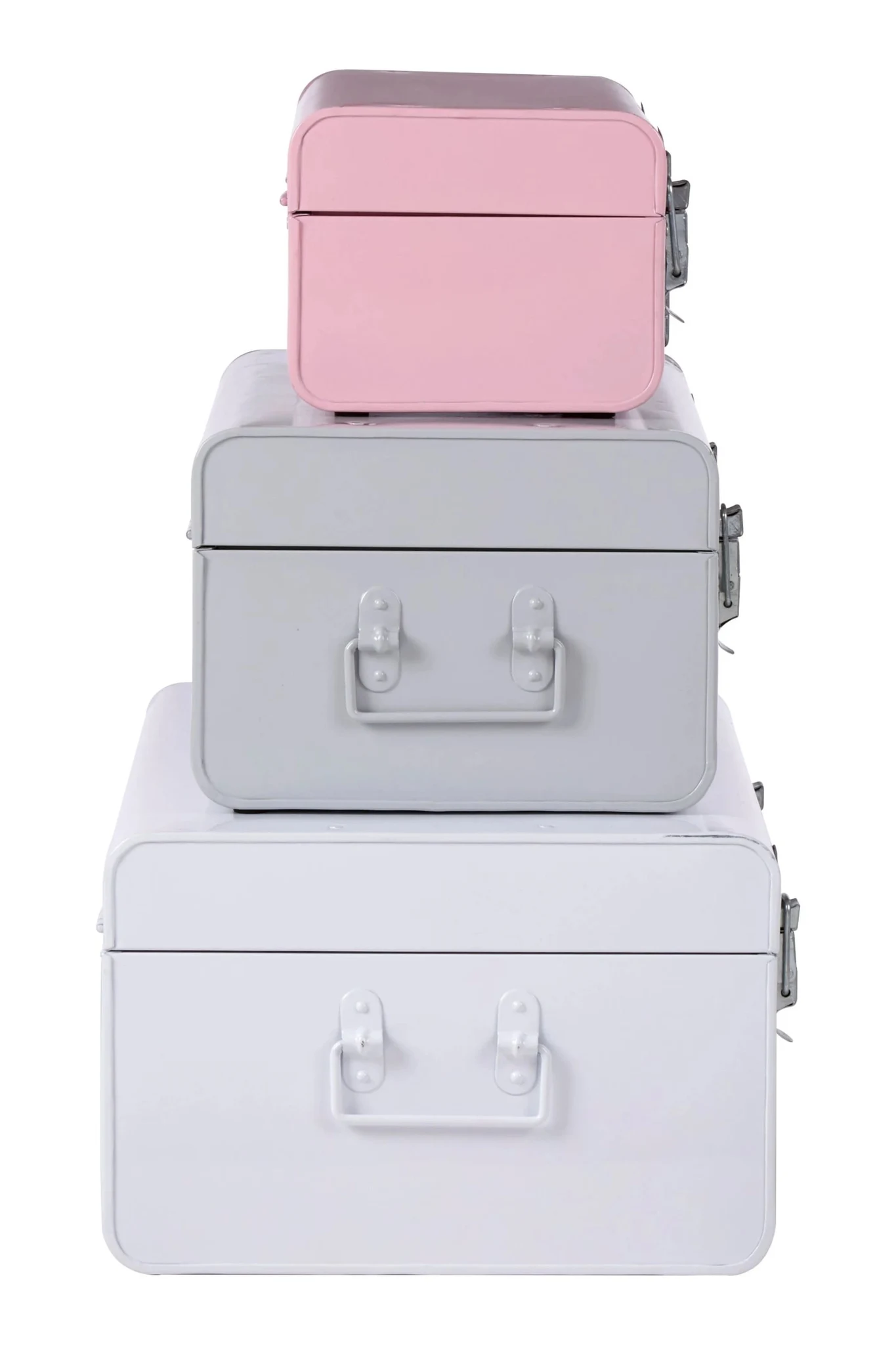 Parley Set of Three Assorted Pink and Grey Storage Trunks - Bookcases & shelving, photo 5 of 8