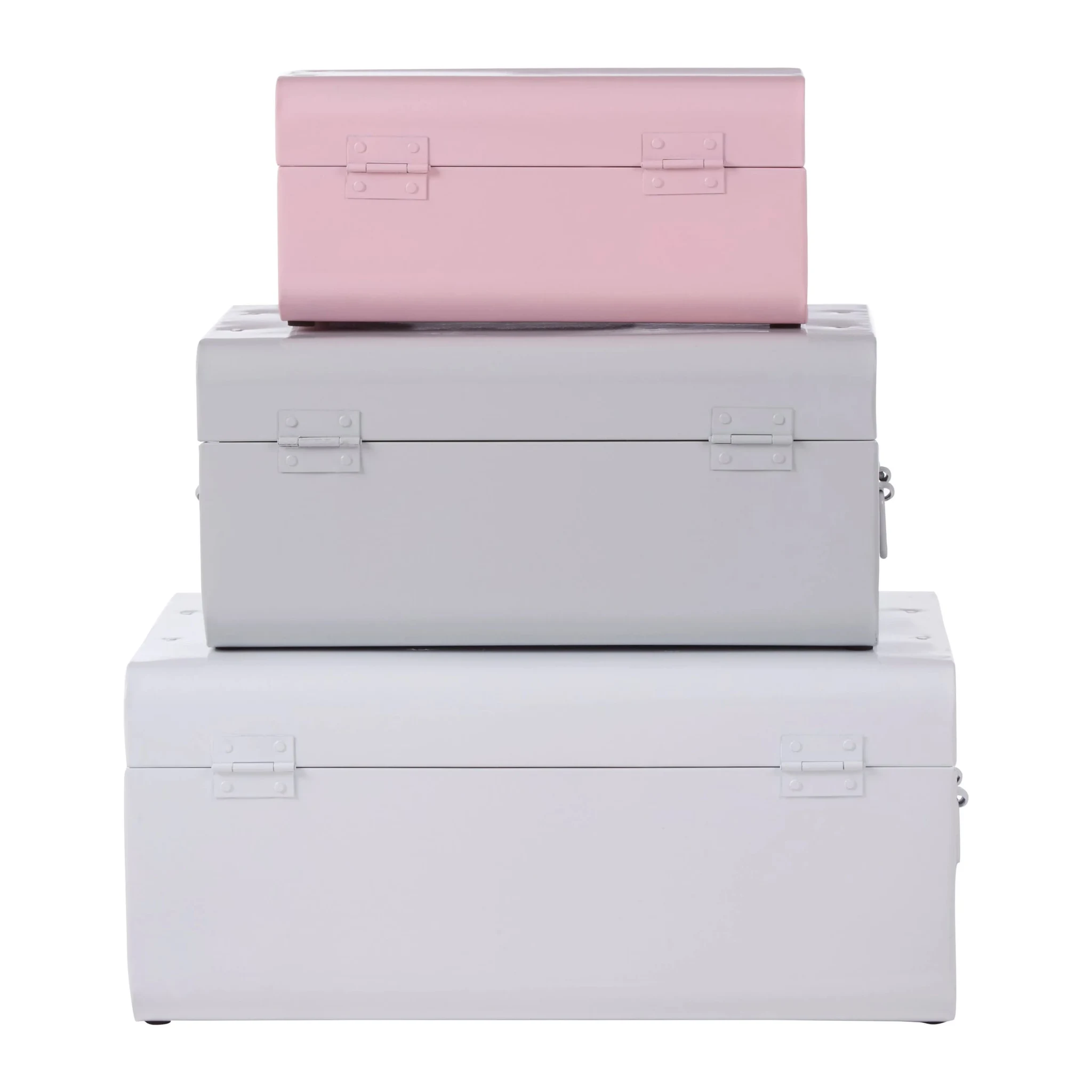 Parley Set of Three Assorted Pink and Grey Storage Trunks - Bookcases & shelving, photo 4 of 8