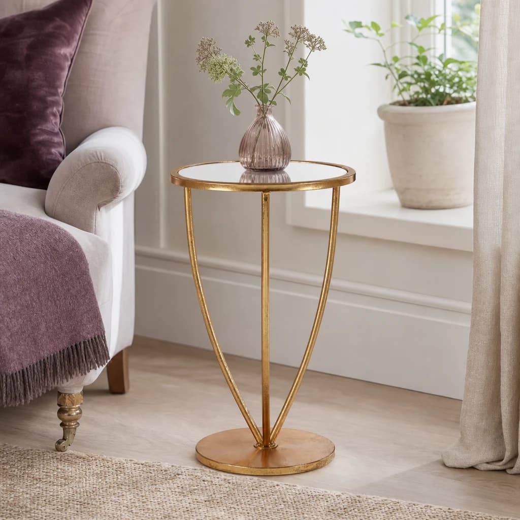 Marcia Mirror Top And Gold Frame Side Table - Tables, photo 1 of 3