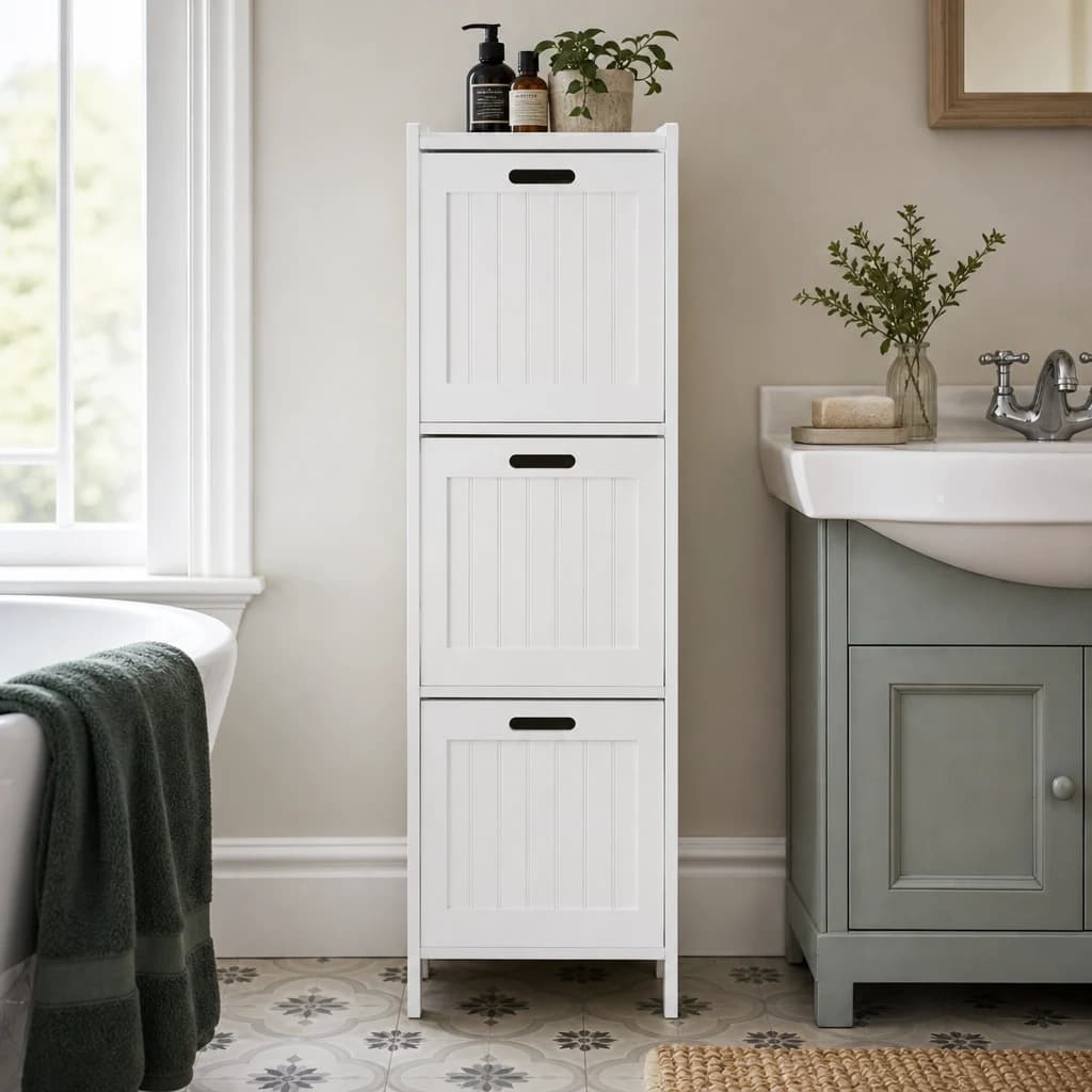 Salon White Wooden 3 Drawer Bathroom Storage Cabinet - Bookcases & shelving, photo 1 of 7
