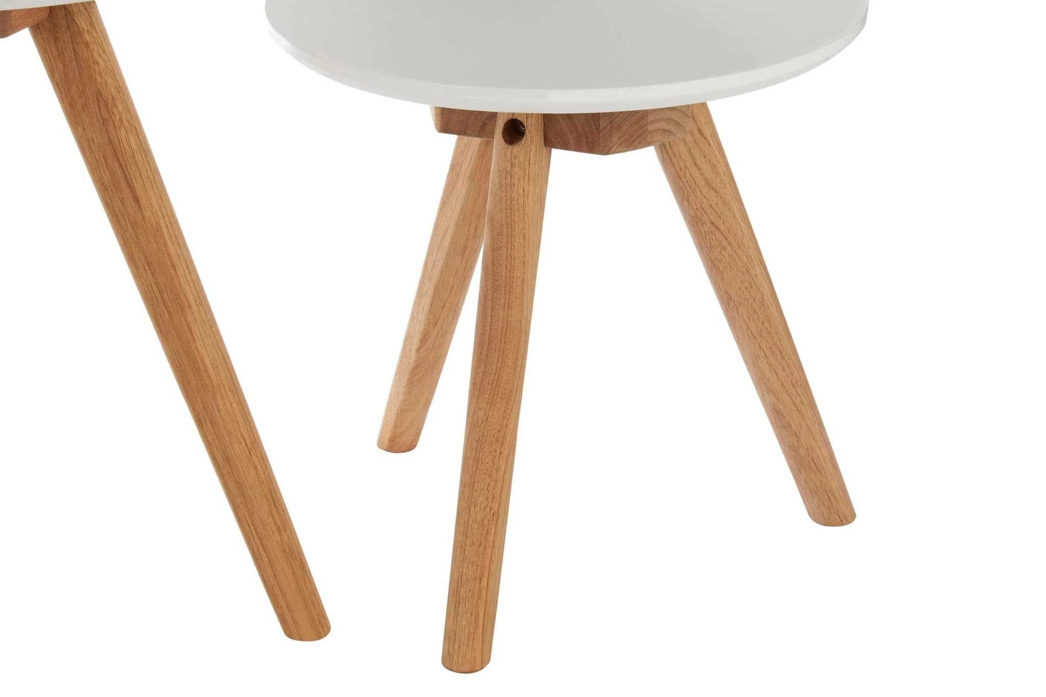 Nostra White and Natural Oak Wood Set Of 3 Side Tables - Tables, photo 3 of 4