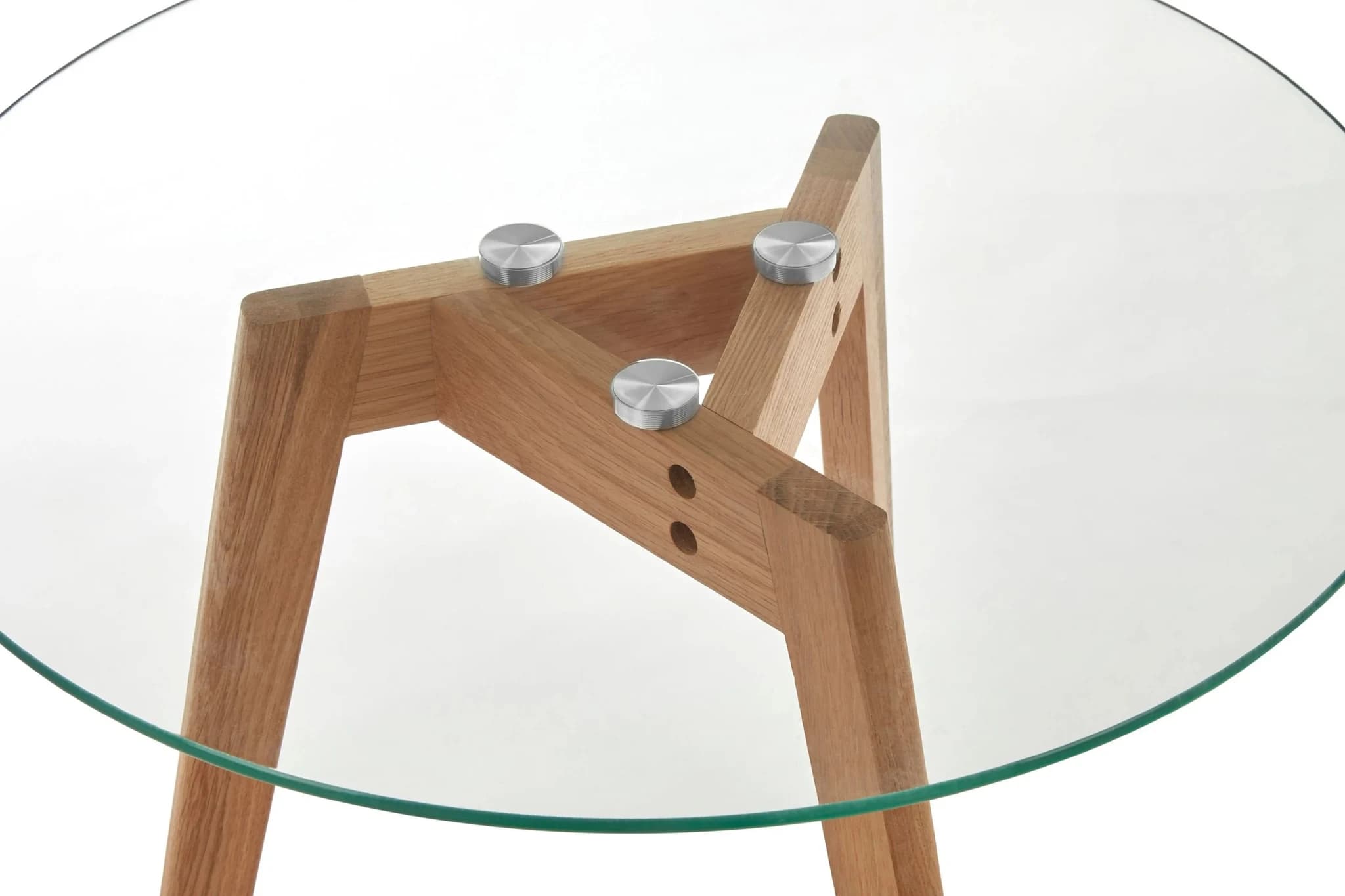 Nostra Set Of Two Glass Top Oak Wood Base Side Tables - Tables, photo 3 of 3