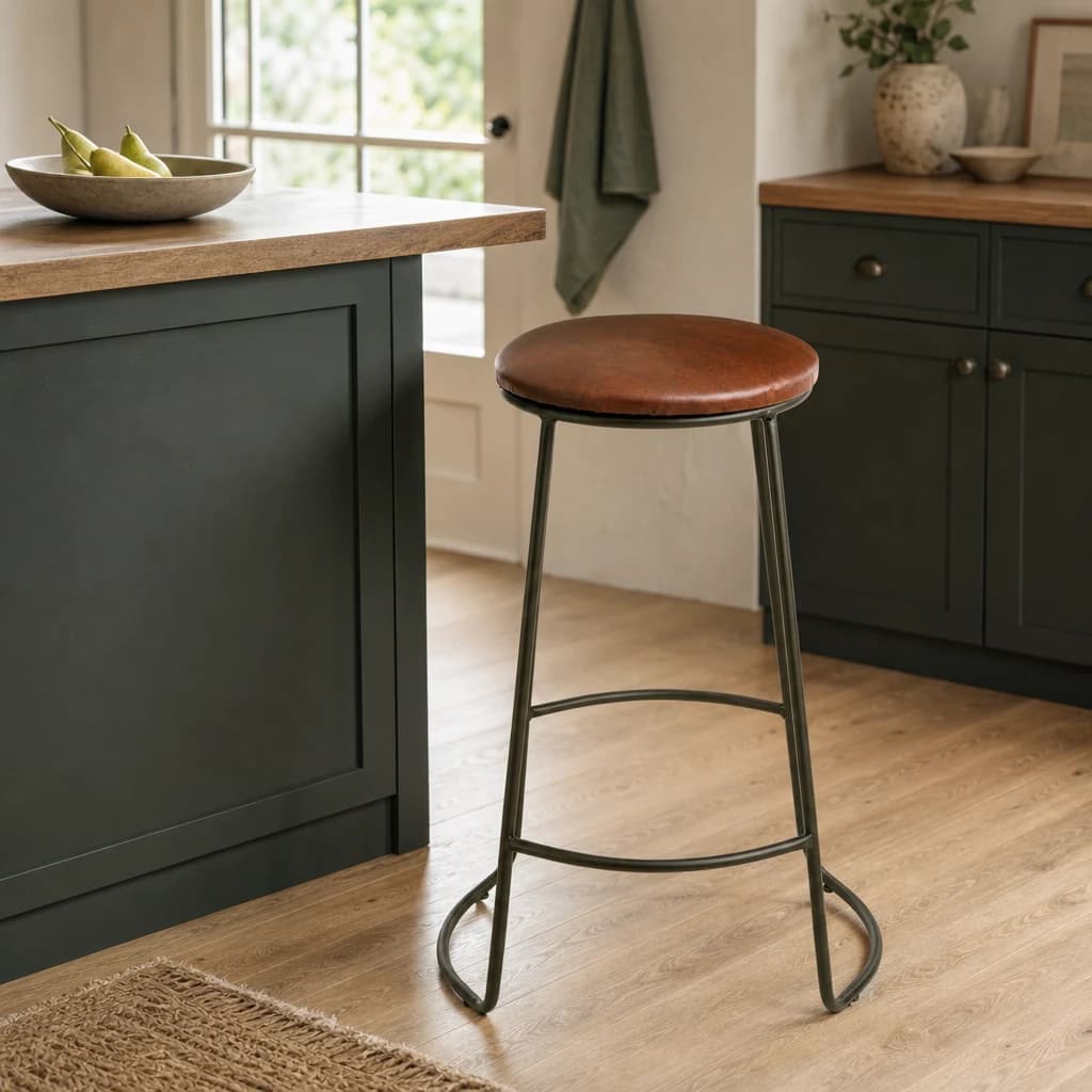 Brixton Faux Leather Bar Stool with Metal Legs - Seating, photo 1 of 4