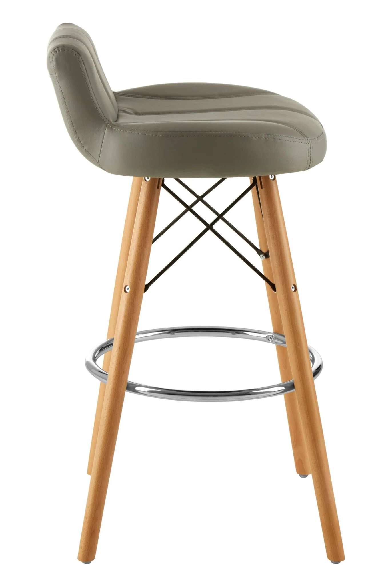 Stockholm Grey Leather Effect Bar Stool - Seating, photo 3 of 6