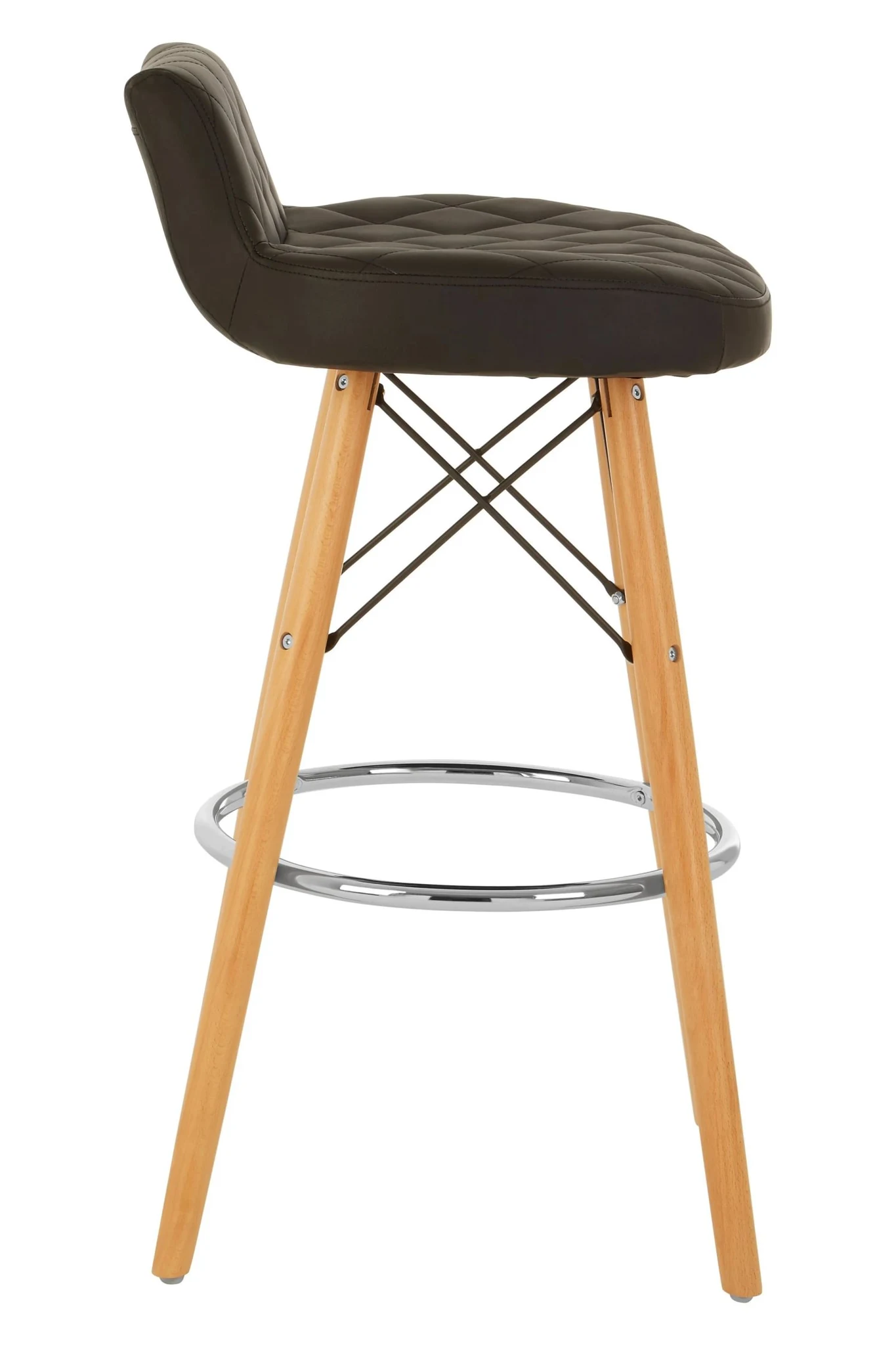 Stockholm Black Leather Effect Quilted Bar Stool - Seating, photo 7 of 8