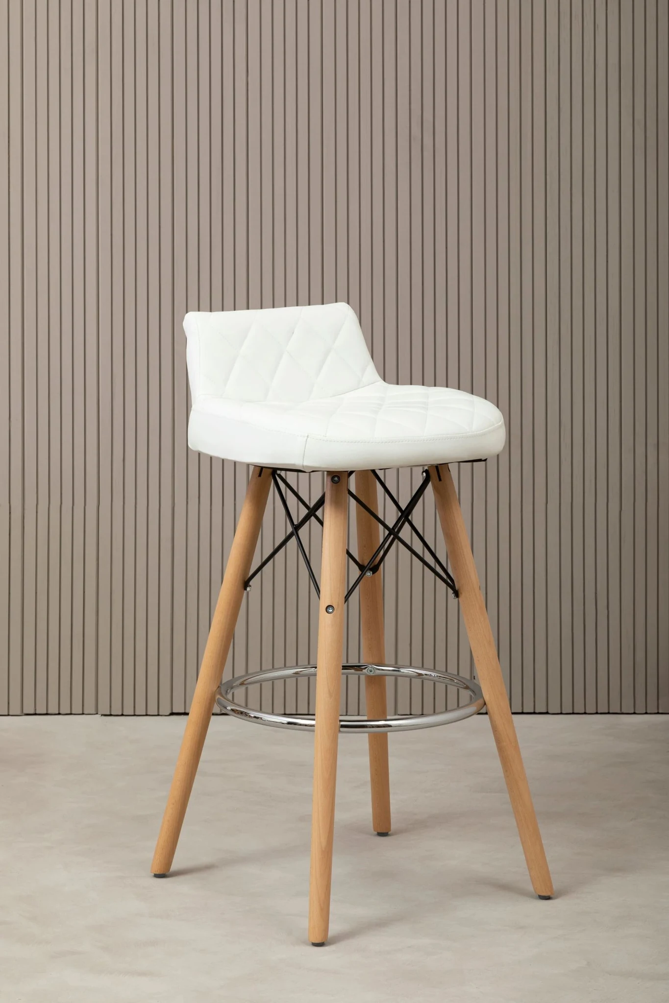 Stockholm White Leather Effect Quilted Bar Stool - Seating, photo 5 of 8