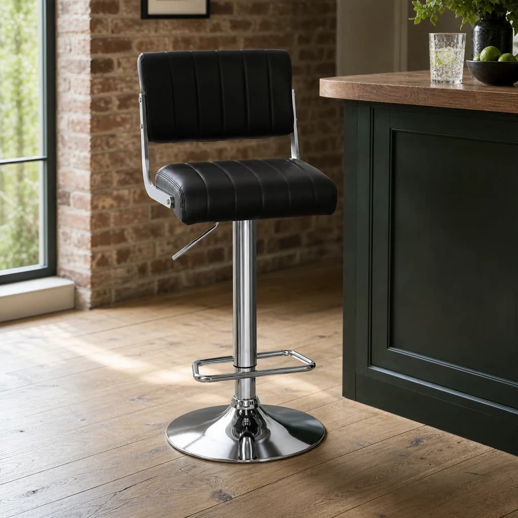 Stockholm Black Channel Design Seat Bar Stool - Seating, photo 1 of 6