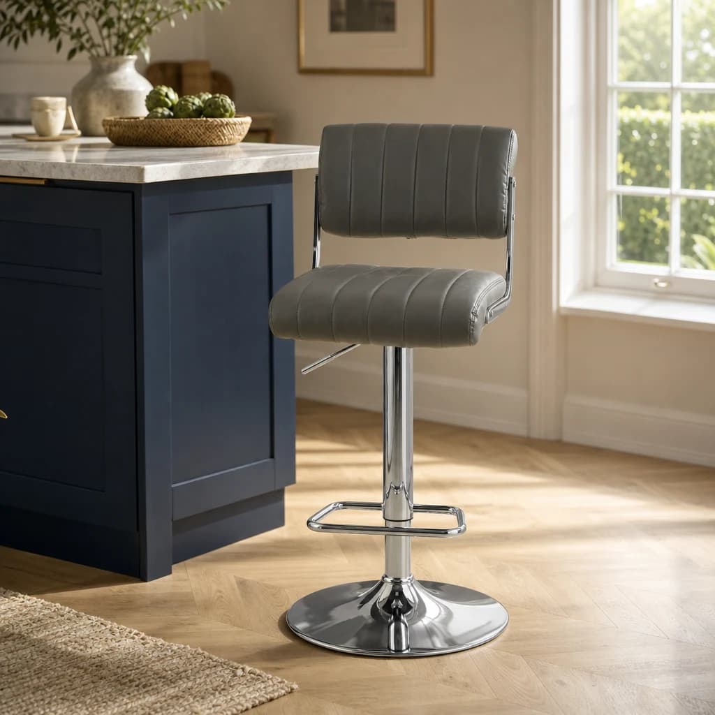 Stockholm Grey Channel Design Seat Bar Stool - Seating, photo 1 of 6