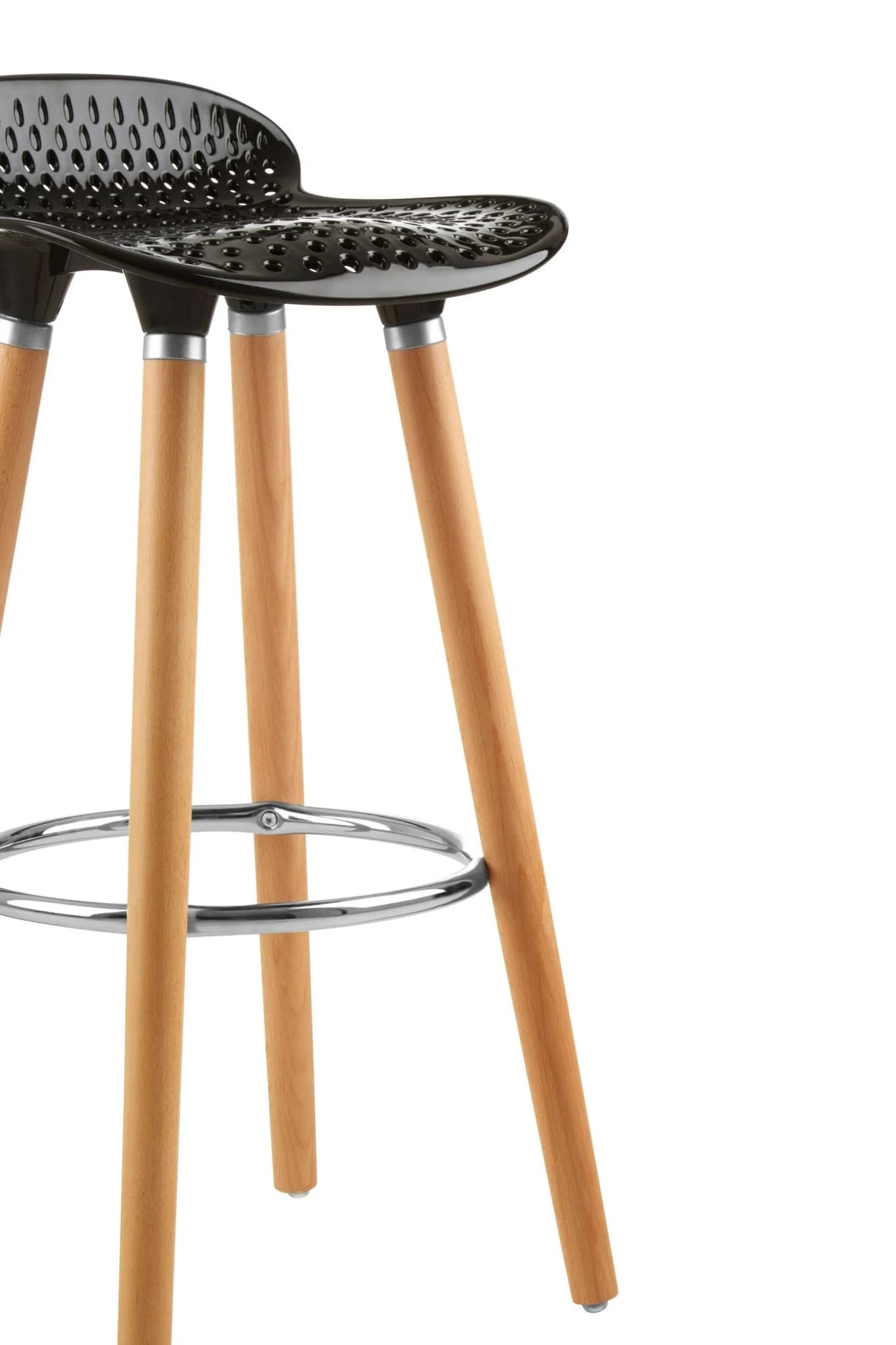 Stockholm Black Moulded Plastic and Wood Bar Stool - Seating, photo 6 of 6
