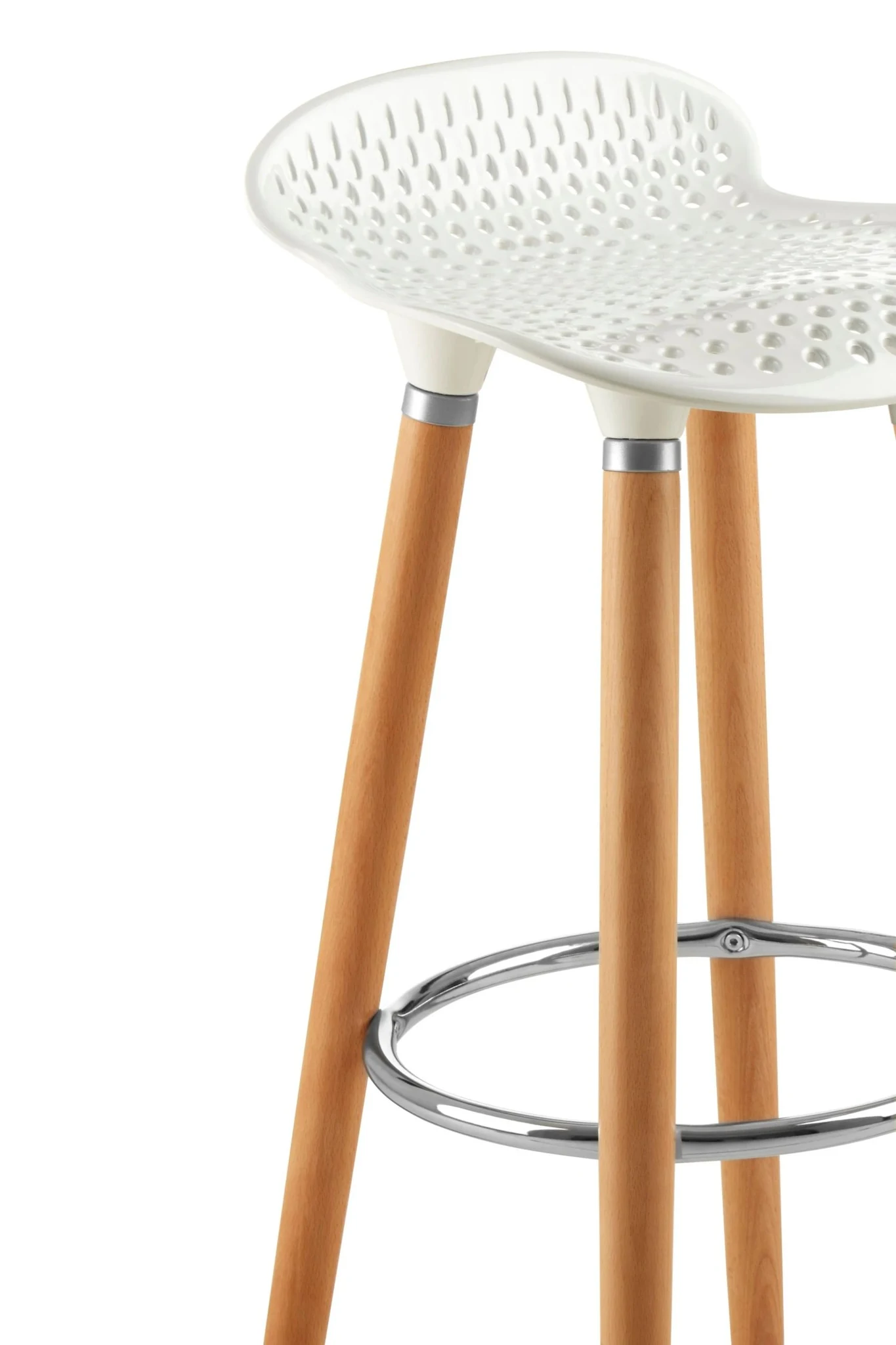 Stockholm White Moulded Plastic and Wood Bar Stool - Seating, photo 6 of 6