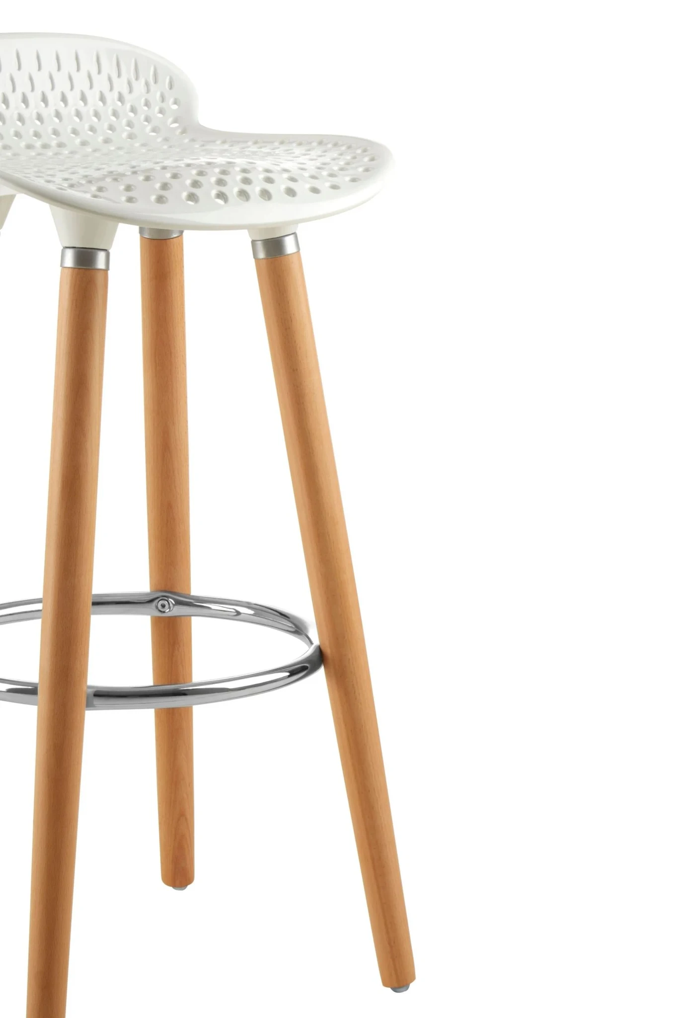 Stockholm White Moulded Plastic and Wood Bar Stool - Seating, photo 5 of 6
