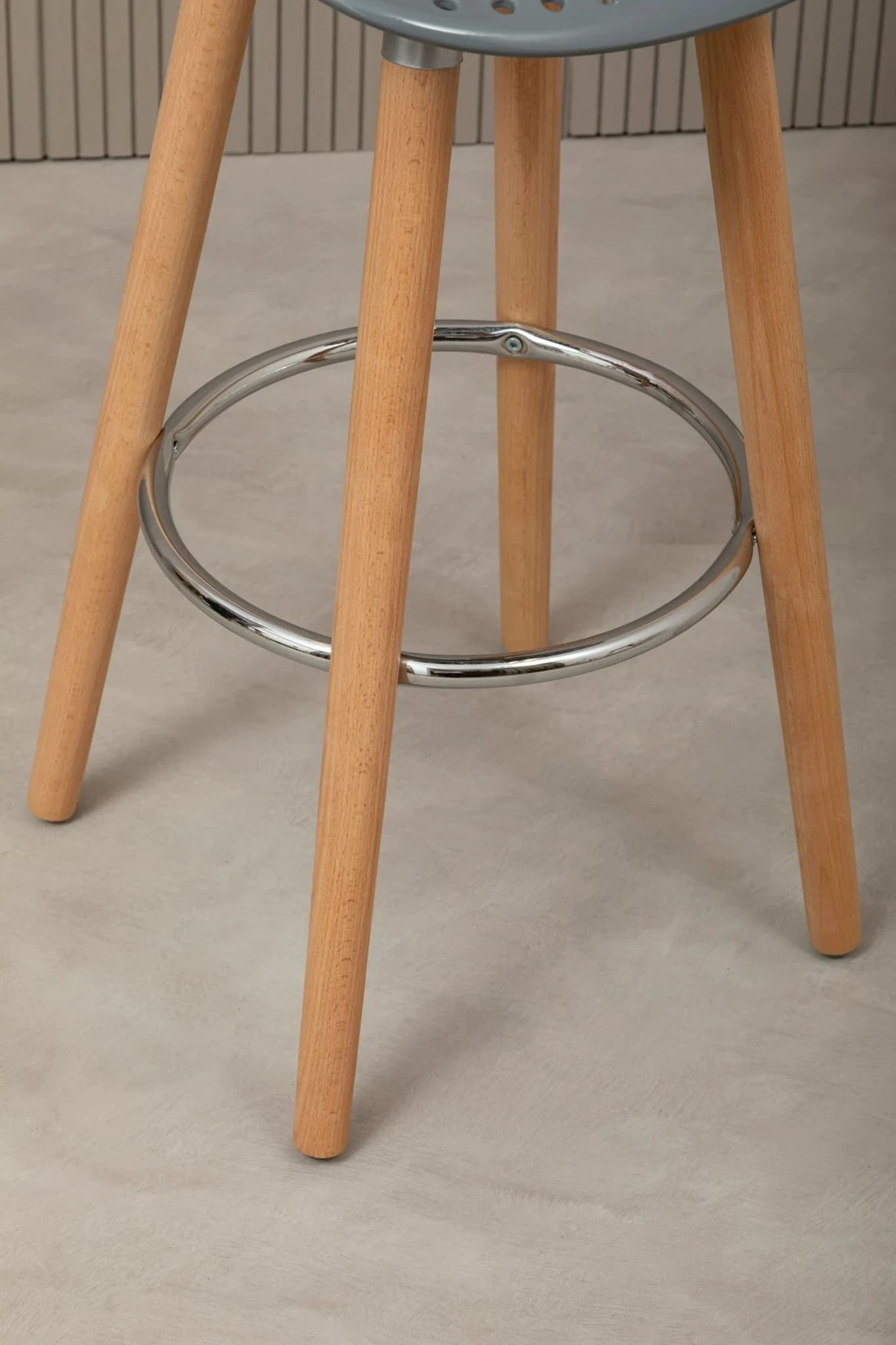 Stockholm Grey Moulded Plastic and Wood Bar Stool - Seating, photo 3 of 8