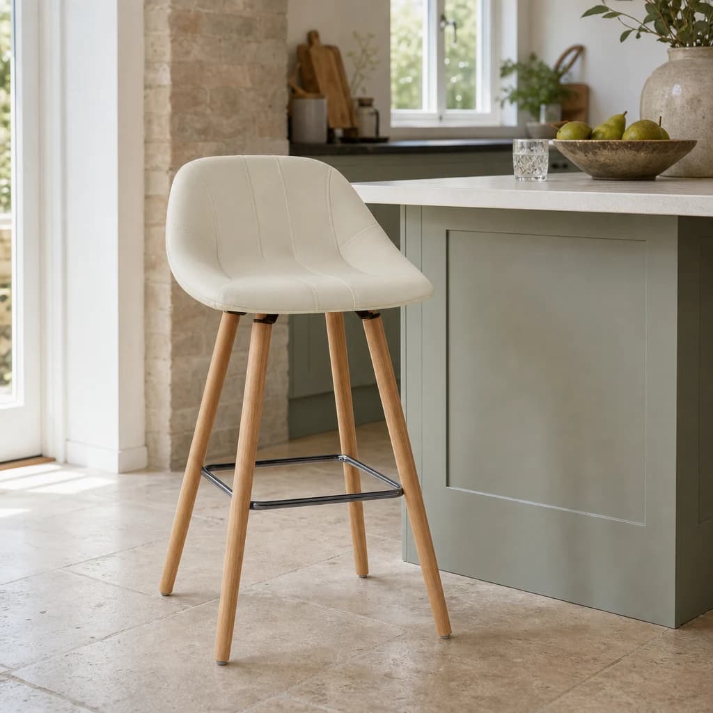 Stockholm White Faux Leather Bar Stool - Seating, photo 1 of 6