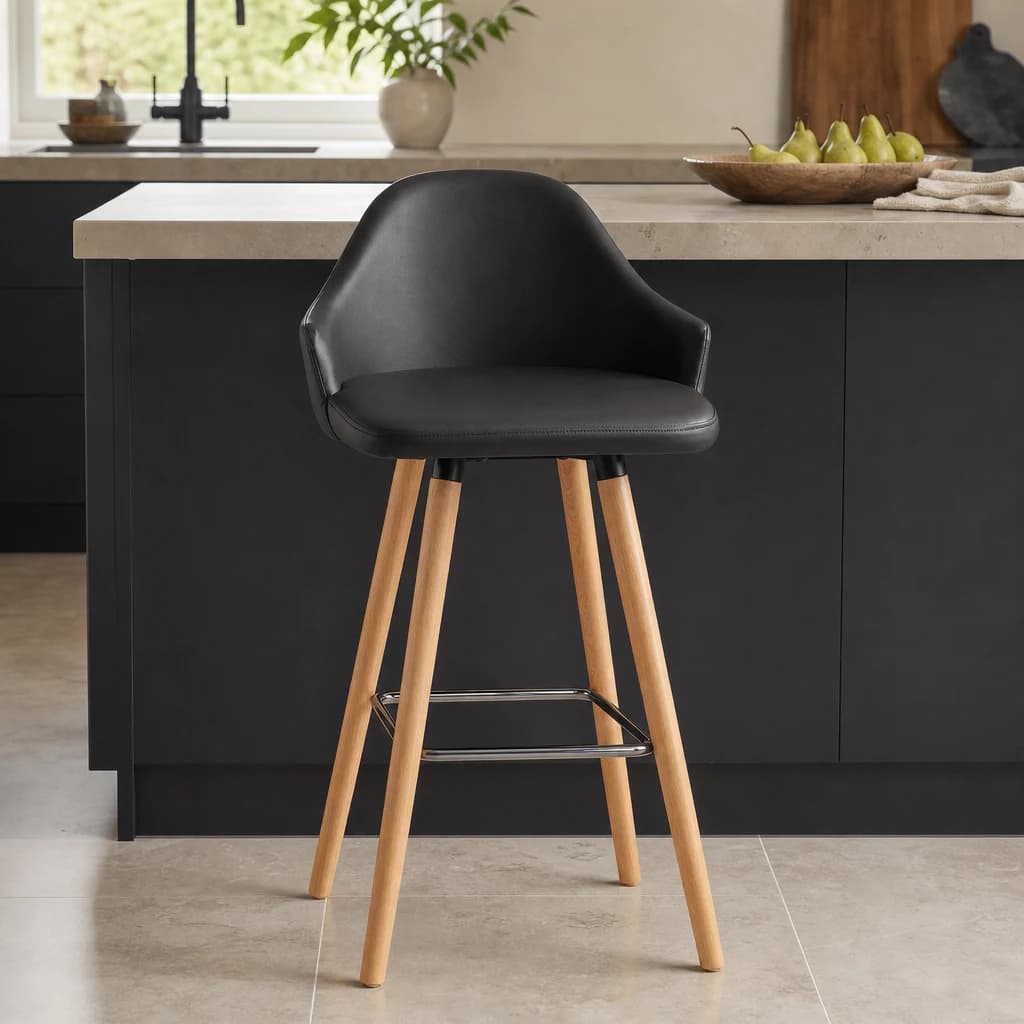 Stockholm Black Curved Backrest Bar Stool - Seating, photo 1 of 6