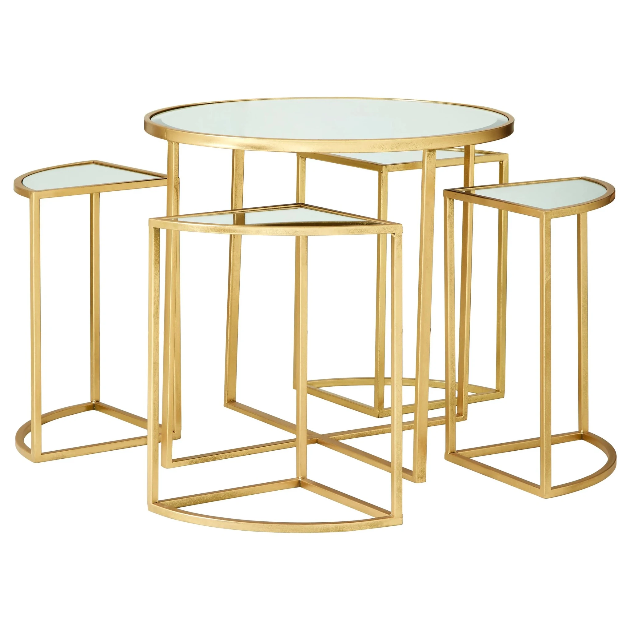 Farran Set of 5 Champagne Gold Coffee Table with Nesting Tables - Tables, photo 8 of 8