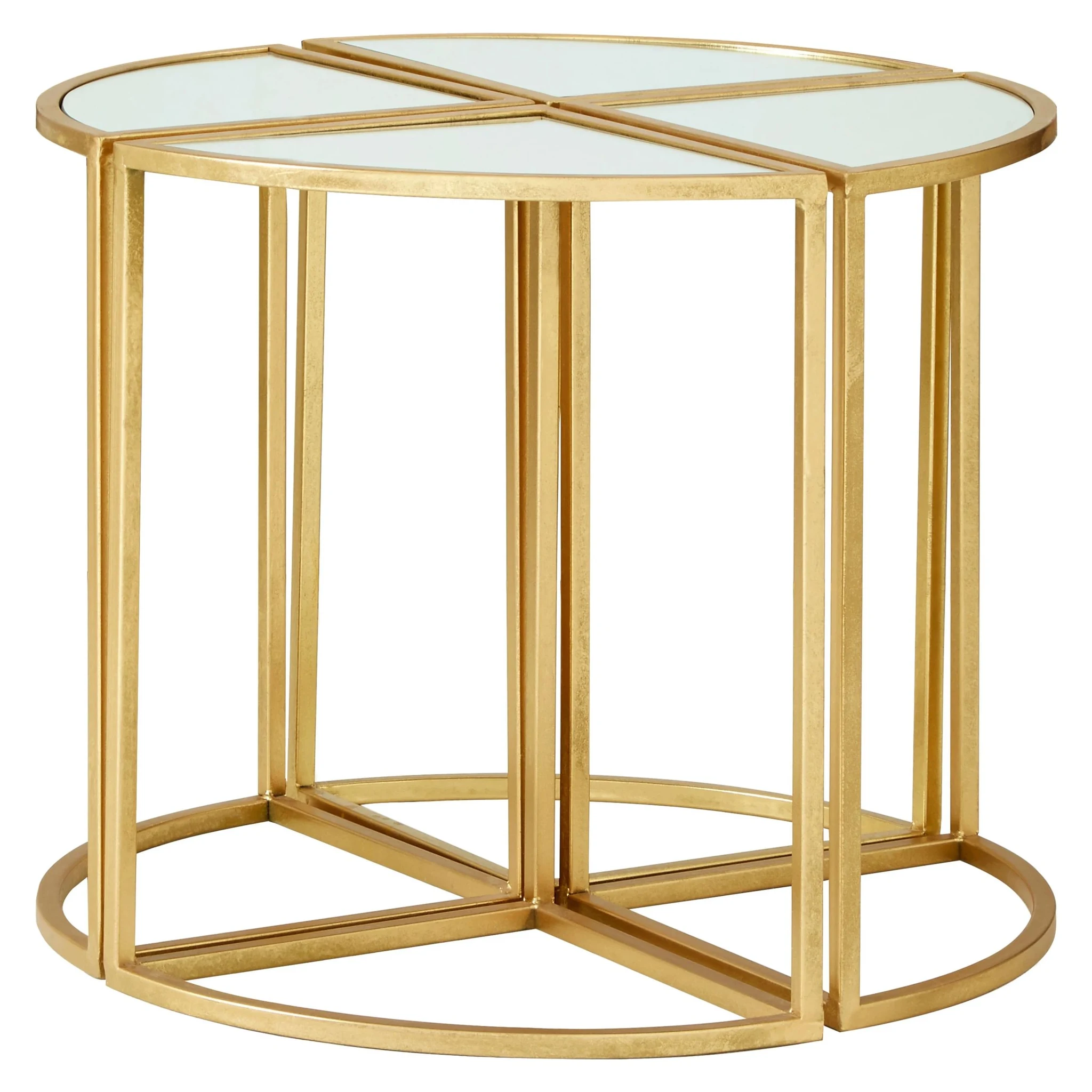 Farran Set of 5 Champagne Gold Coffee Table with Nesting Tables - Tables, photo 7 of 8