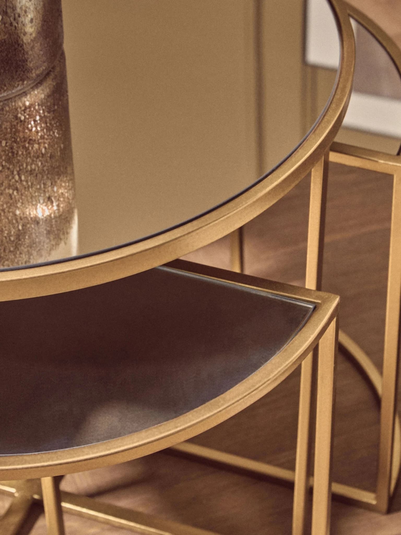 Farran Set of 5 Champagne Gold Coffee Table with Nesting Tables - Tables, photo 2 of 8