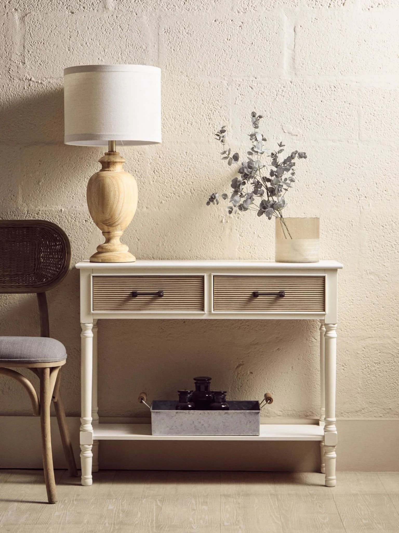 Heritage 2 Drawers White Wooden Console Table - Tables, photo 6 of 8