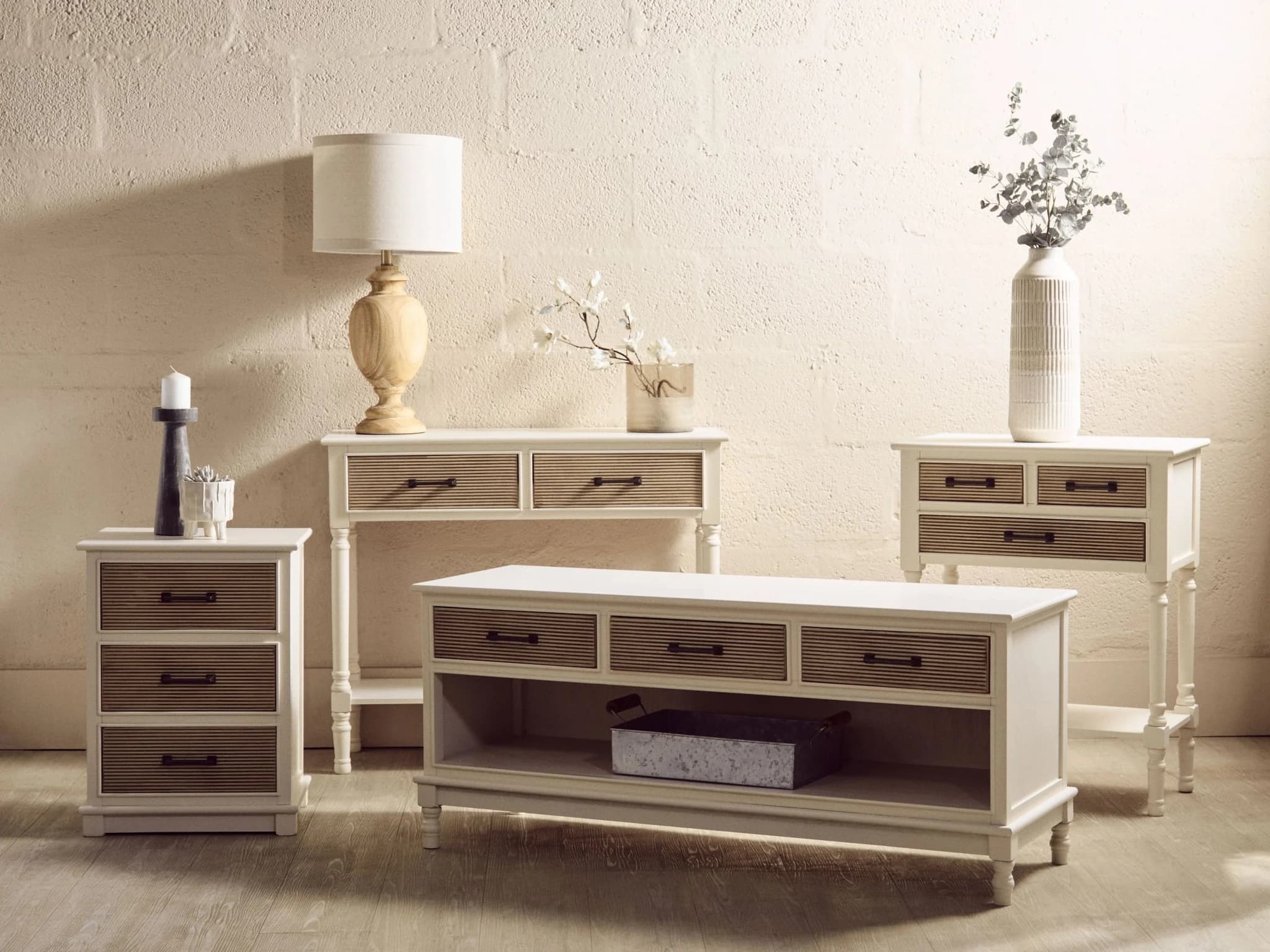 Heritage 2 Drawers White Wooden Console Table - Tables, photo 2 of 8