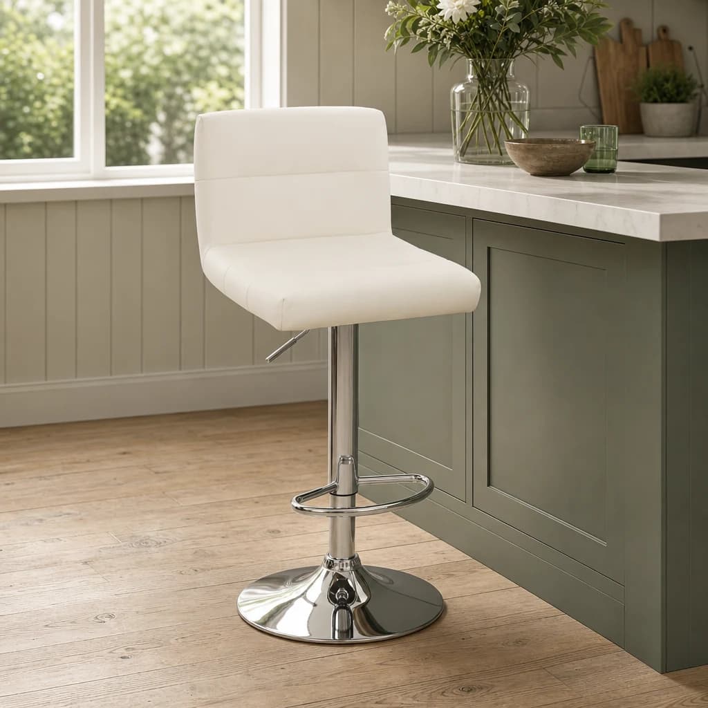 Baina White Seat Bar Stool With Chrome Base - Seating, photo 1 of 6