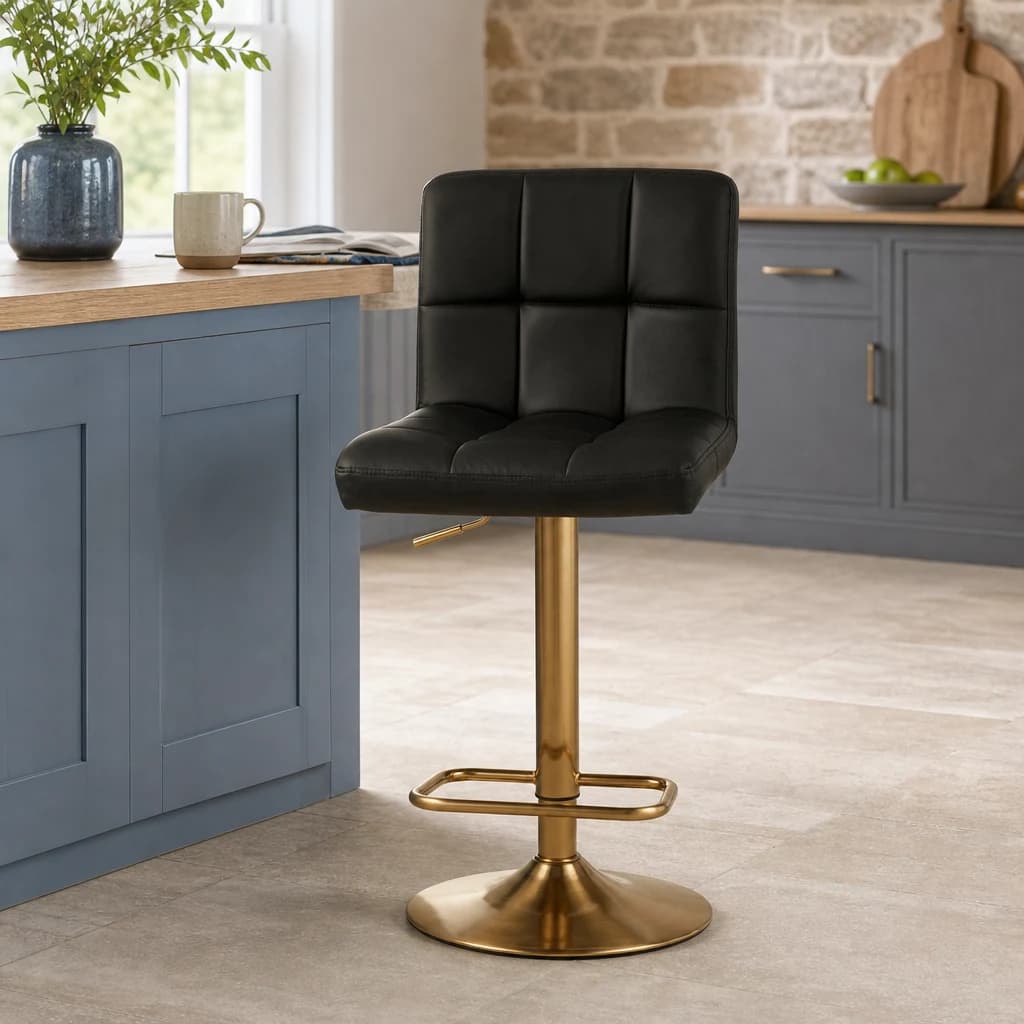 Baina Black Faux Leather Bar Stool - Seating, photo 1 of 6