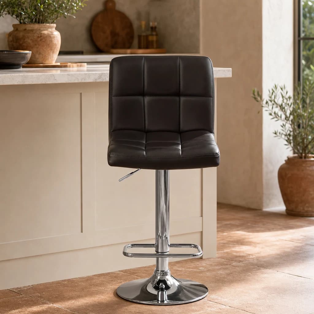 Baina Quilted Bar Stool With Chrome Base - Seating, photo 1 of 6