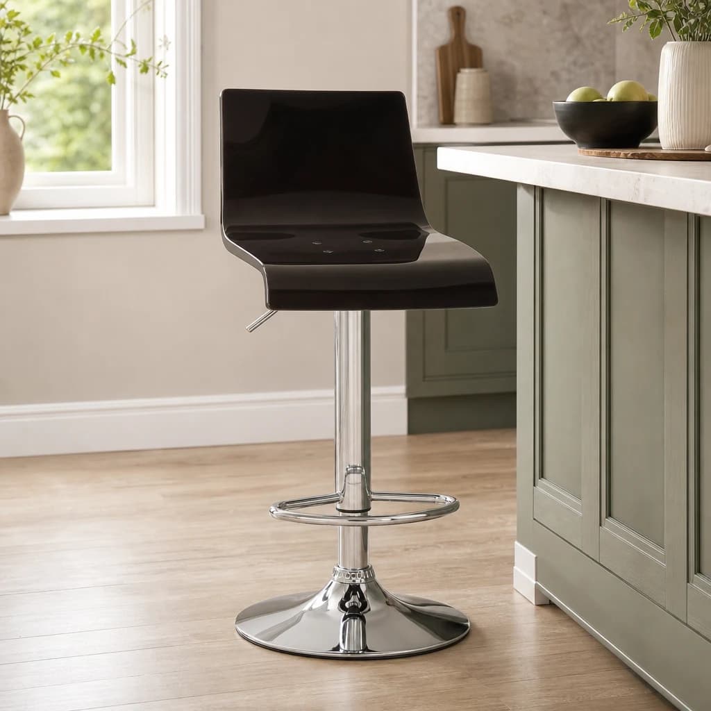 Baina Black Acrylic Bar Stool with Chrome Base - Seating, photo 1 of 6