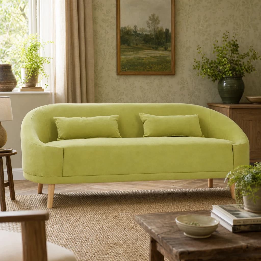 Holland Green Linen Two Seater Sofa - Seating, photo 1 of 7