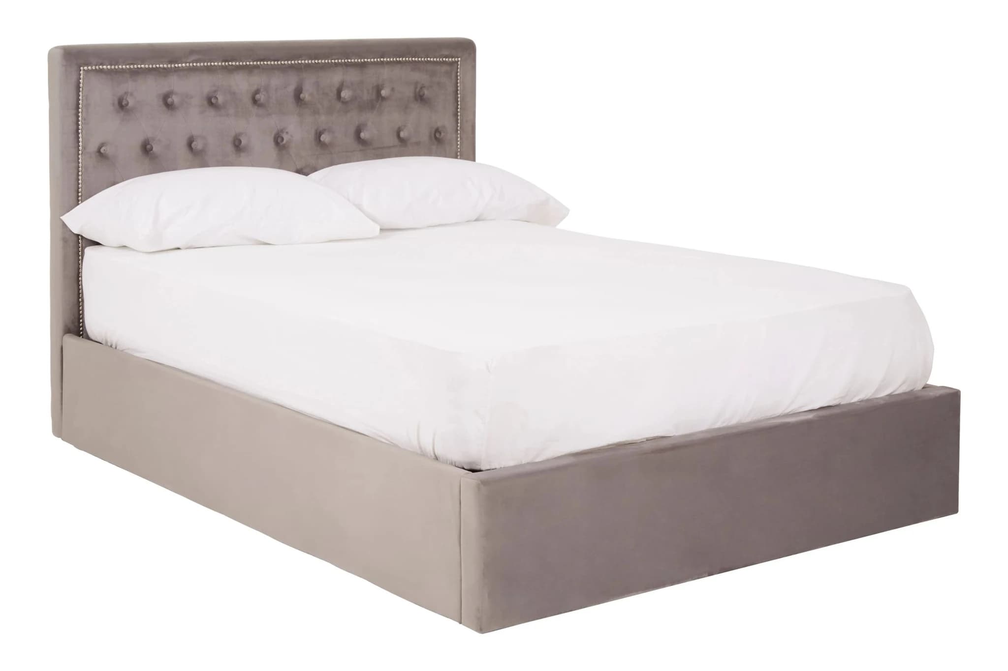 Hannah Grey Velvet Ottoman Bed Double - Furniture, photo 3 of 8