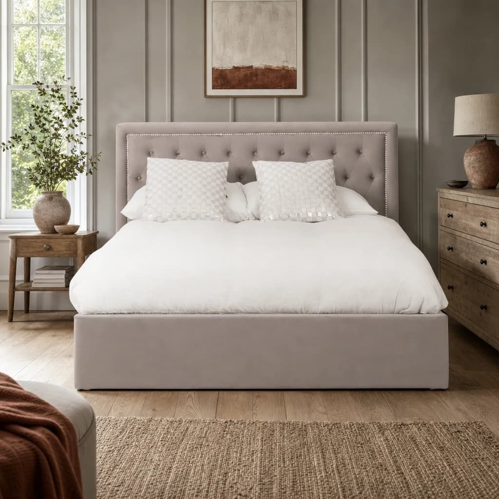 Hannah Grey Ottoman King Bed - Furniture, photo 1 of 8