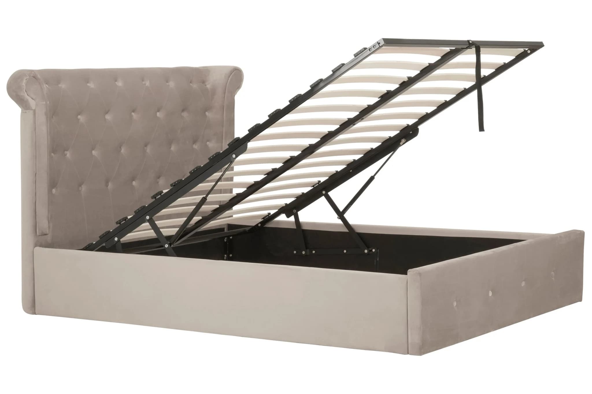 Edison Mink Velvet Ottoman Double Bed - Furniture, photo 3 of 8