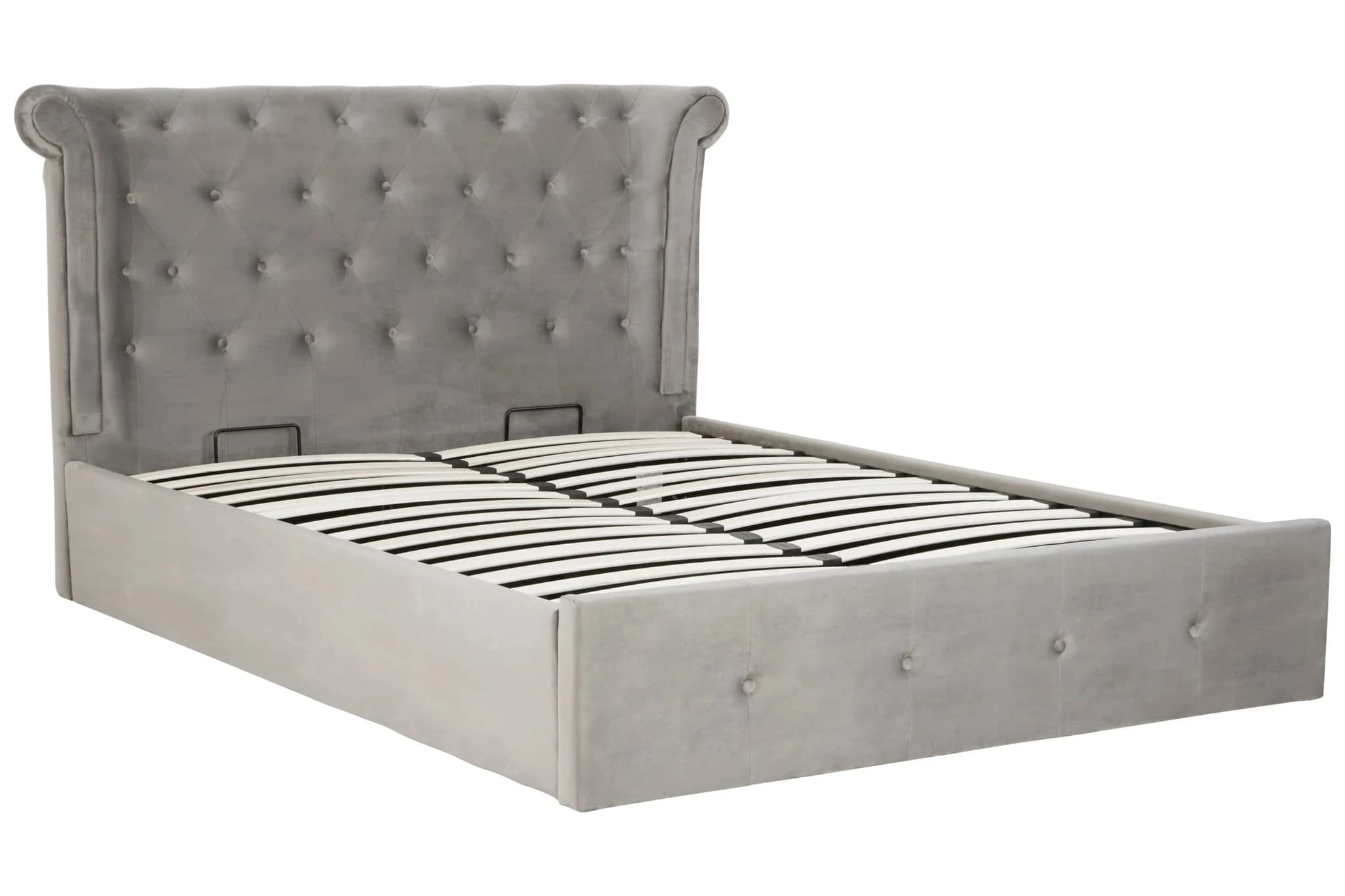 Edison Grey Brushed Velvet Ottoman King Bed - Furniture, photo 4 of 6