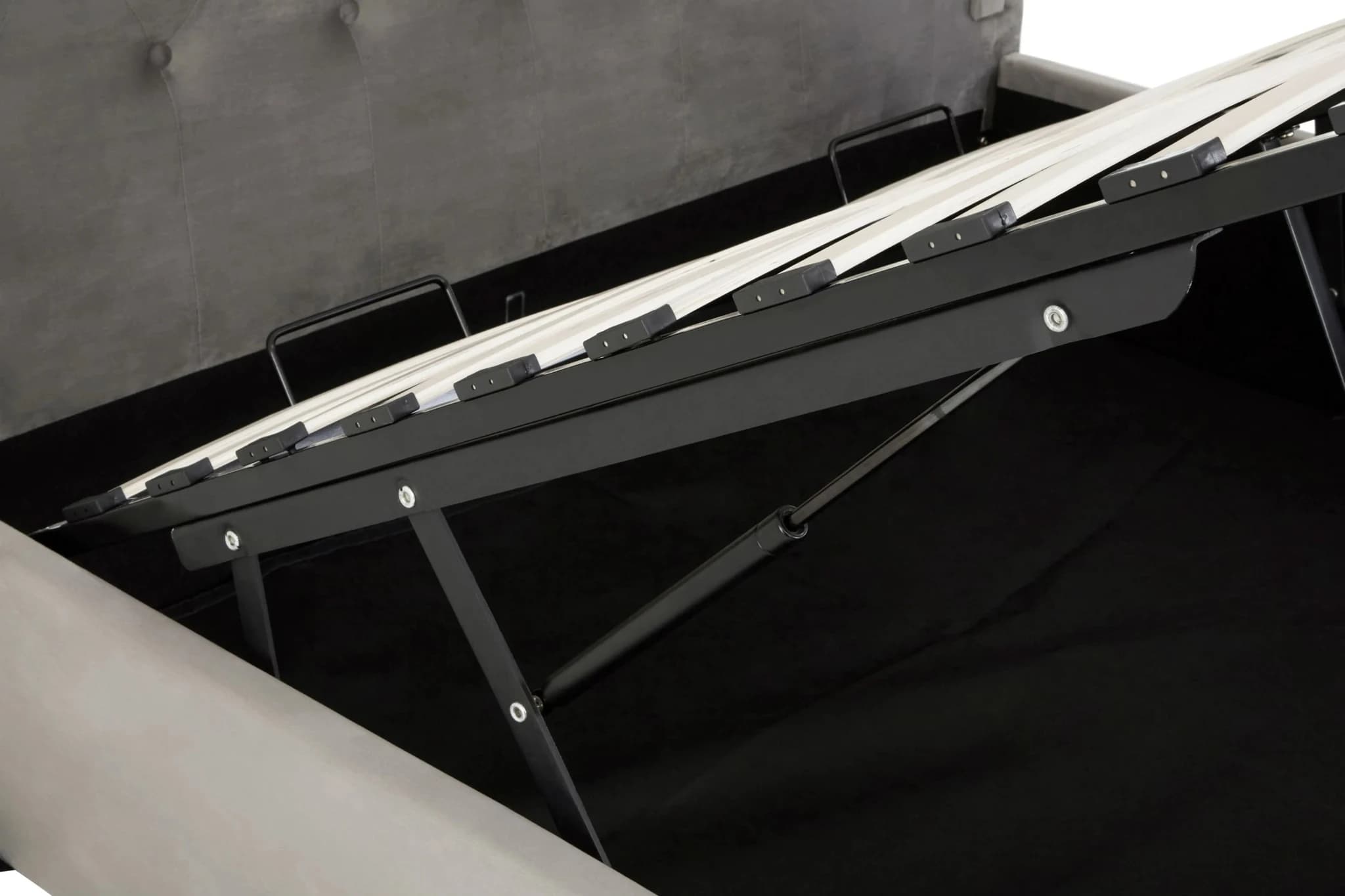 Edison Grey Brushed Velvet Ottoman King Bed - Furniture, photo 5 of 6