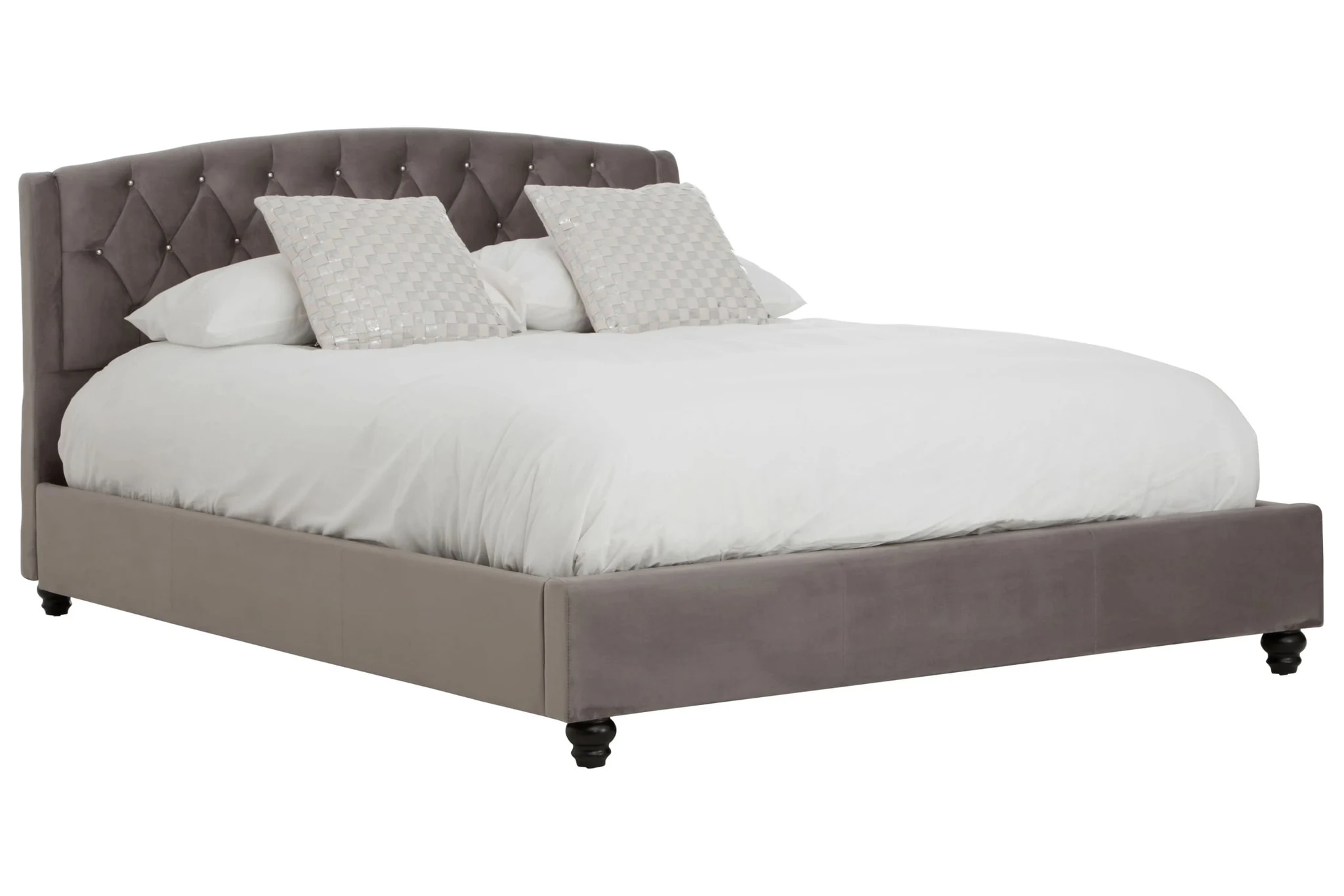 Josephine Grey Velvet King Bed - Furniture, photo 7 of 8