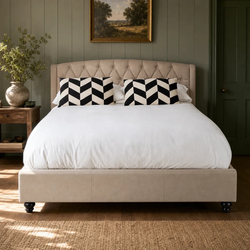Josephine Beige King Bed - Furniture, photo 1 of 7