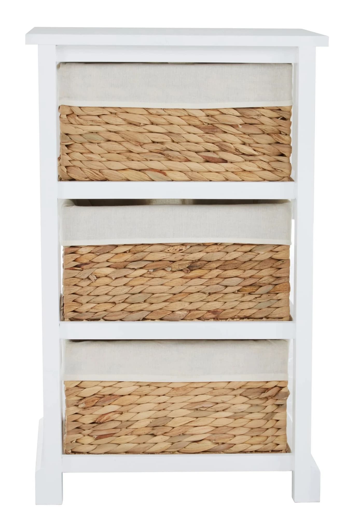Ashby White Acacia Wood and Water Hyacinth Chest of 3 Drawers - Bookcases & shelving, photo 2 of 8