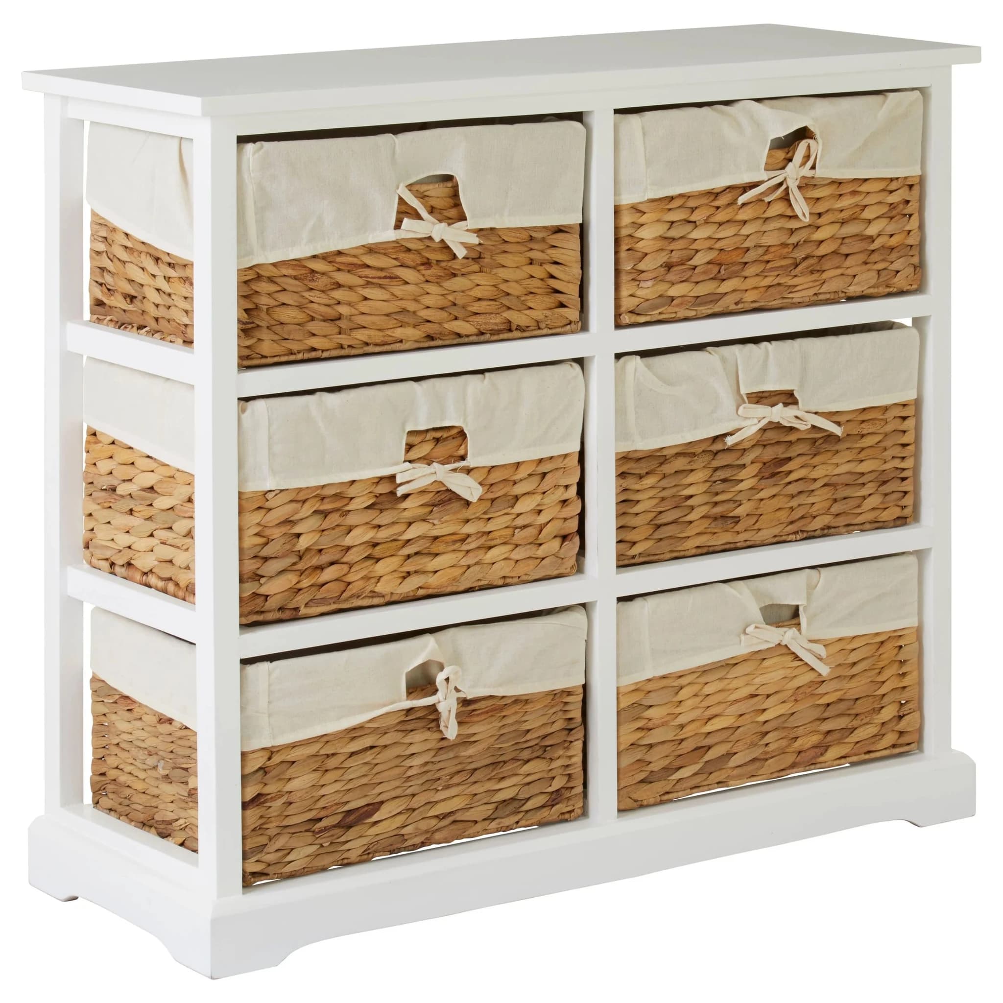 Ashby White Acacia Wood and Water Hyacinth Chest of 6 Drawers - Bookcases & shelving, photo 4 of 7