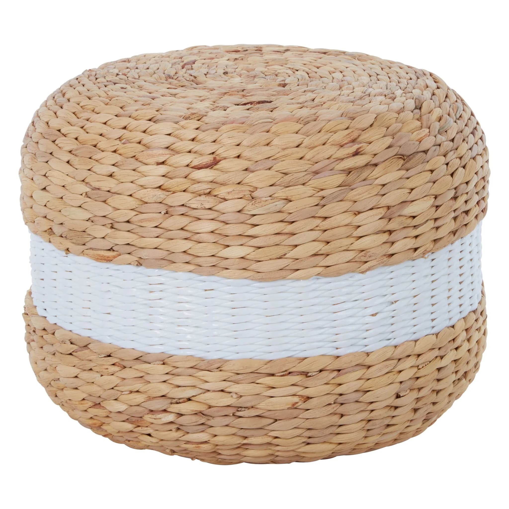Ashby Water Hyacinth Pouffe with White Stripe - Decorative, photo 3 of 5
