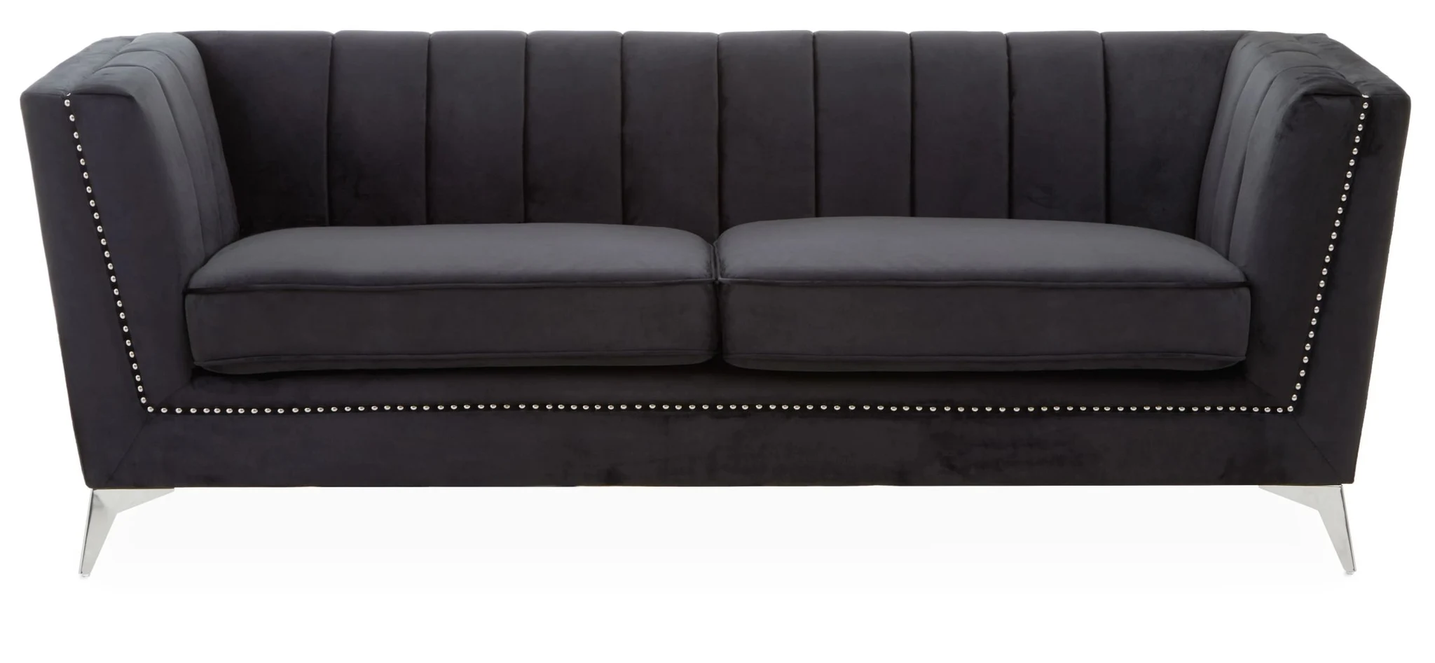 Hansa Three Seat Black Velvet Sofa - Seating, photo 2 of 2