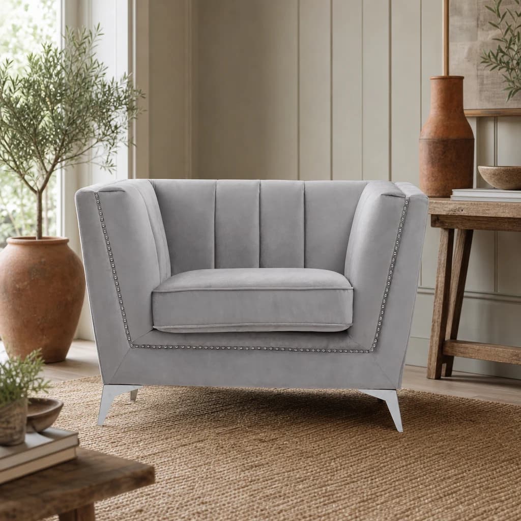 Hansa Grey Velvet Chair - Seating, photo 1 of 8