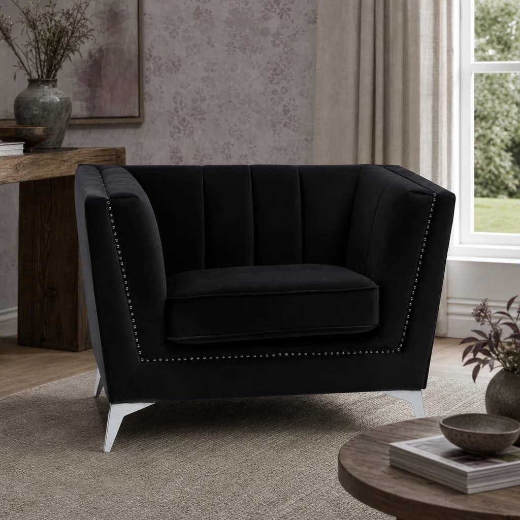 Hansa Black Velvet Chair - Seating, photo 1 of 2