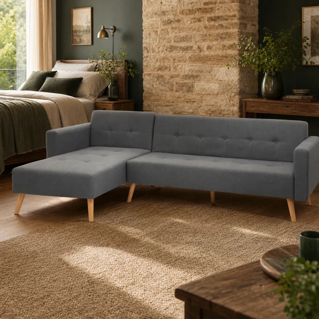 Hansa Hagen Grey Linen Corner Sofa Bed - Seating, photo 1 of 8