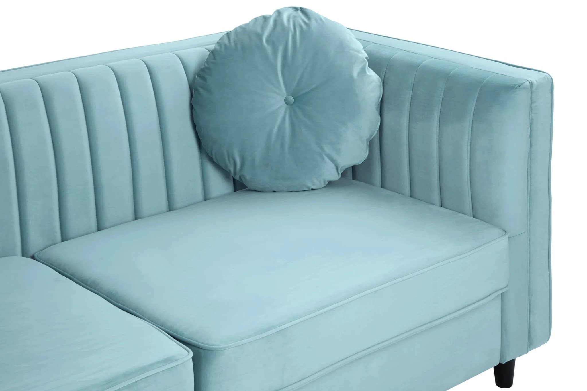 Farah Three Seater Pastel Green Velvet Sofa - Seating, photo 7 of 8